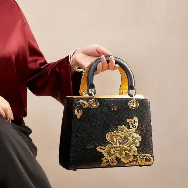 Cloud Brocade Pearl-Chain Crossbody